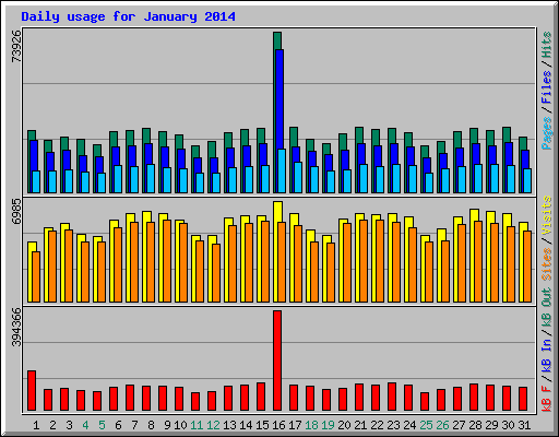 Daily usage for January 2014