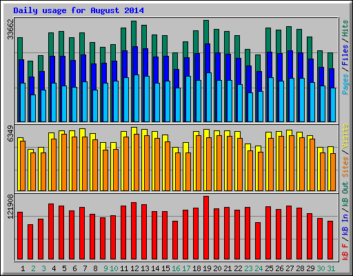 Daily usage for August 2014